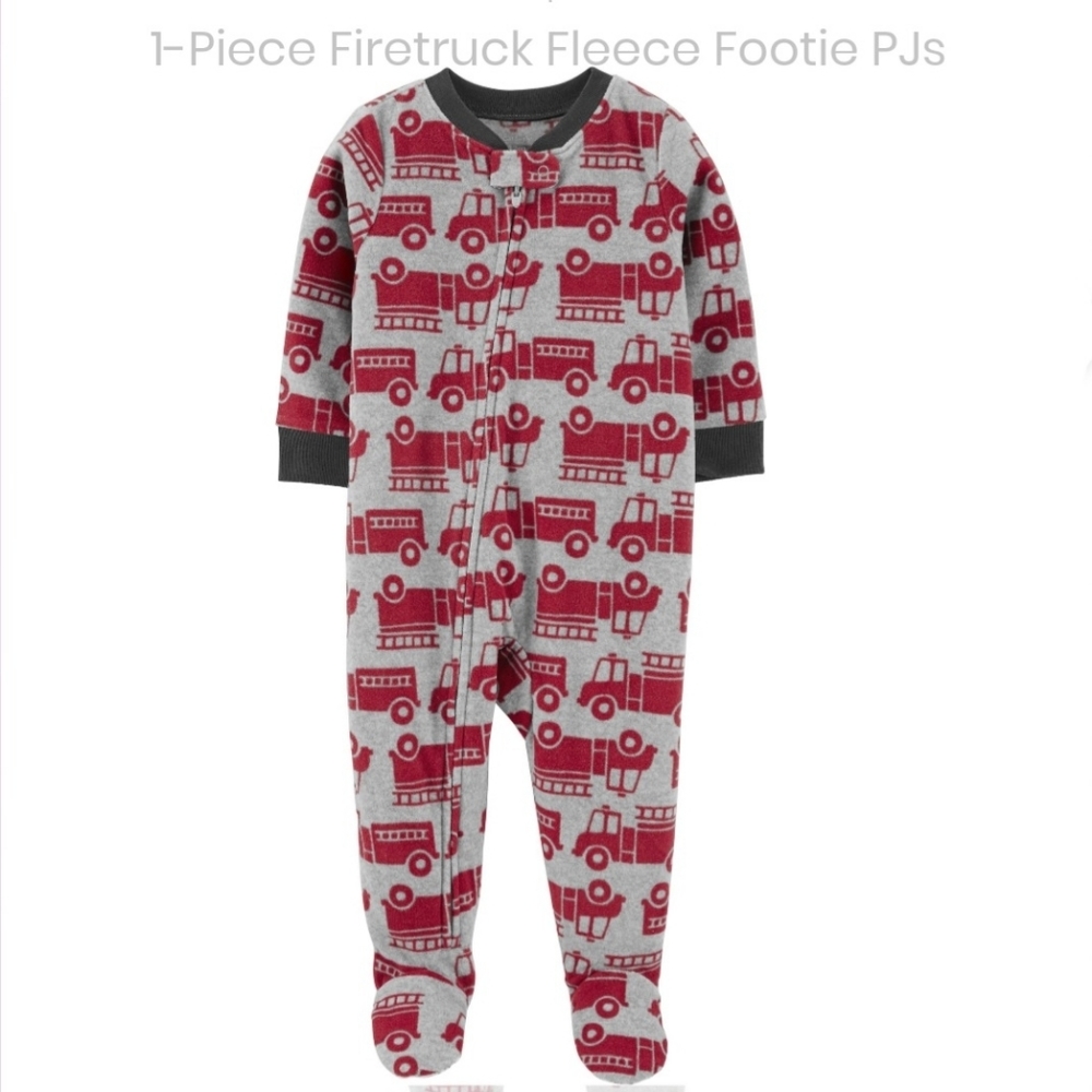 NWT Carter's 4T Firetruck Fleece Footie PJs